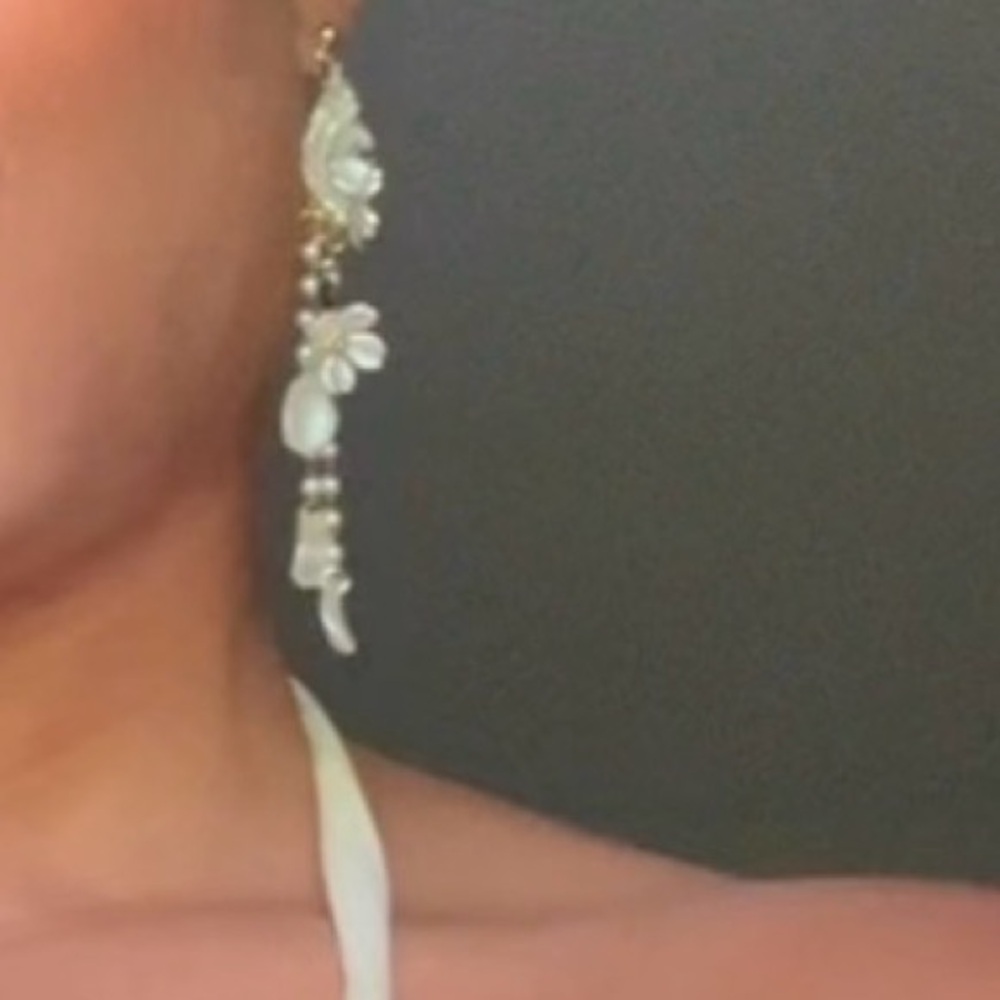 Whimsical White Floral Drop Custom Earrings - Women Jewelry